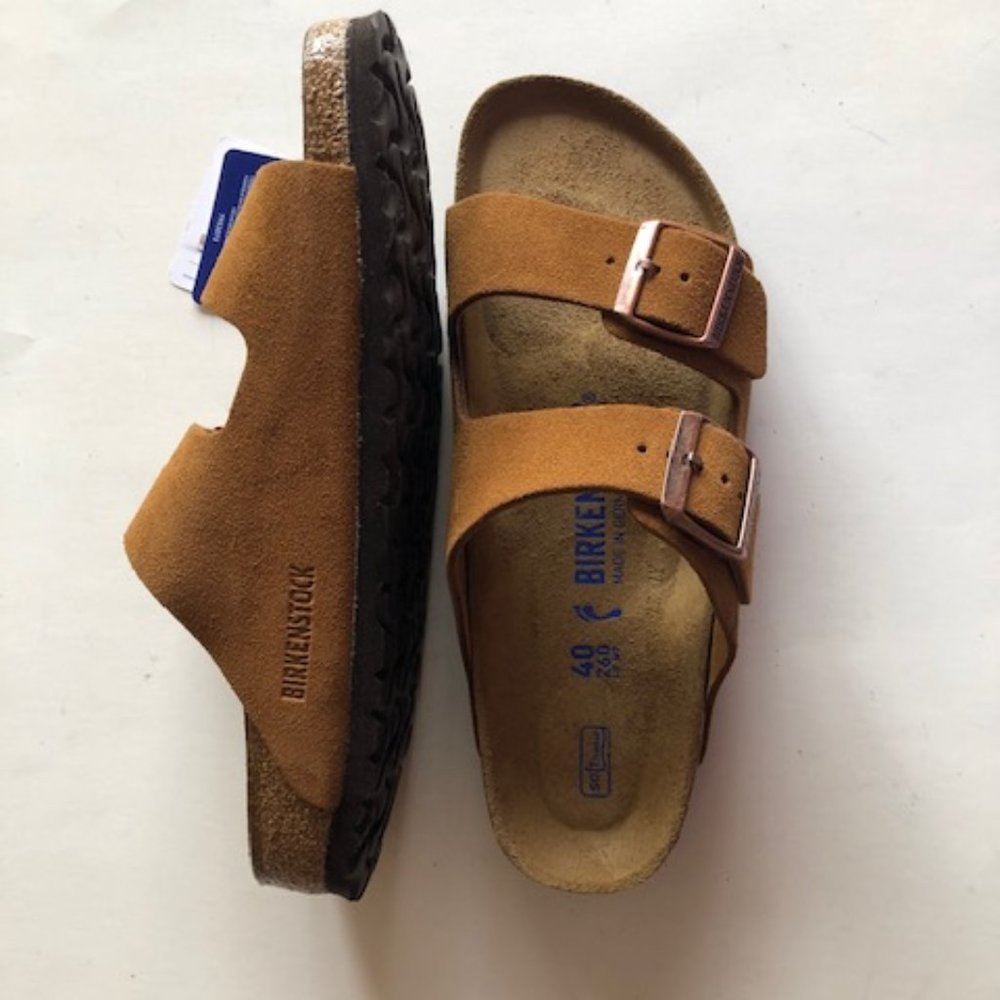 BIRKENSTOCK Arizona Suede Leather Soft footbed Sandal. Size: 8, 10, 11, 12
